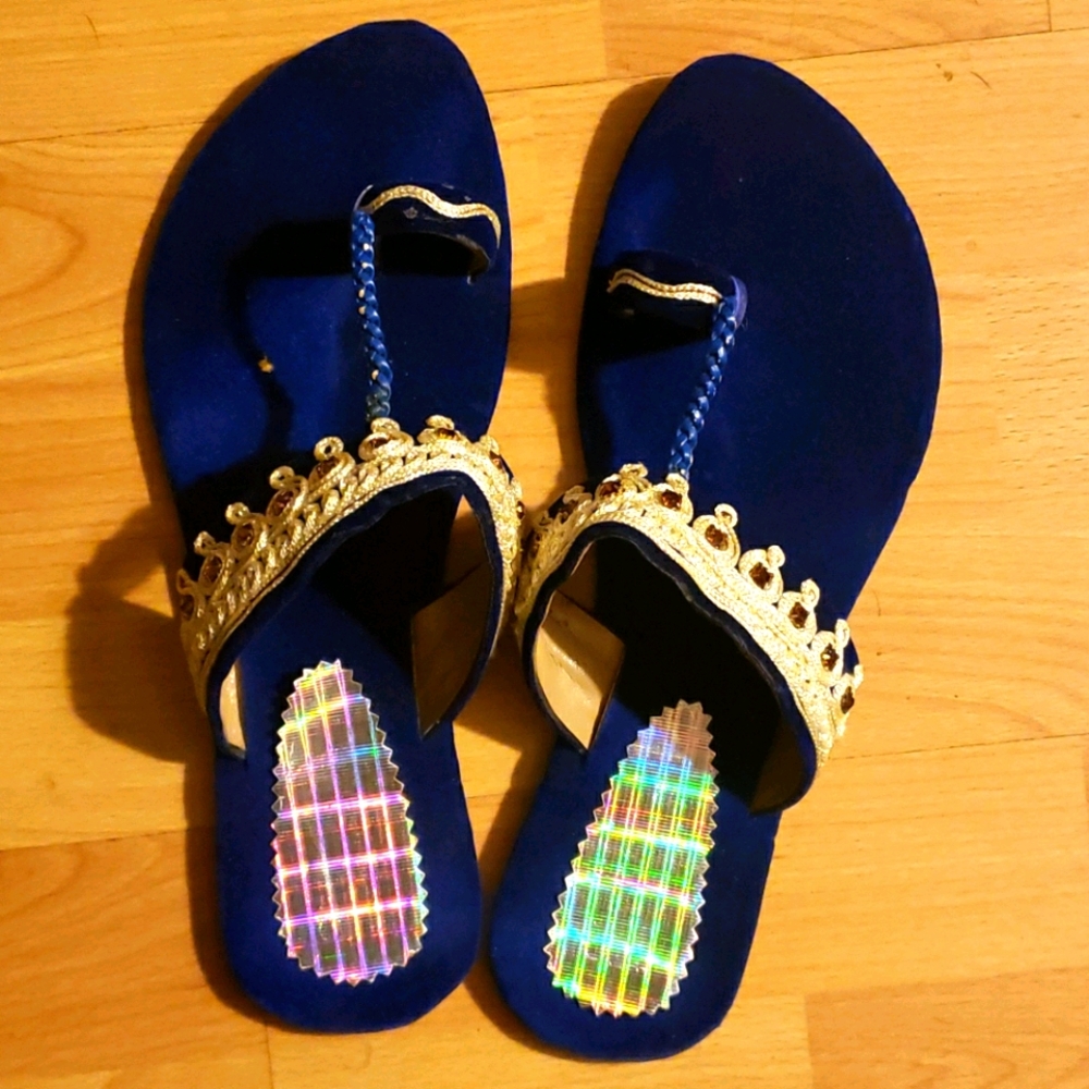 Royal Blue Women Designer Slippers Sandals